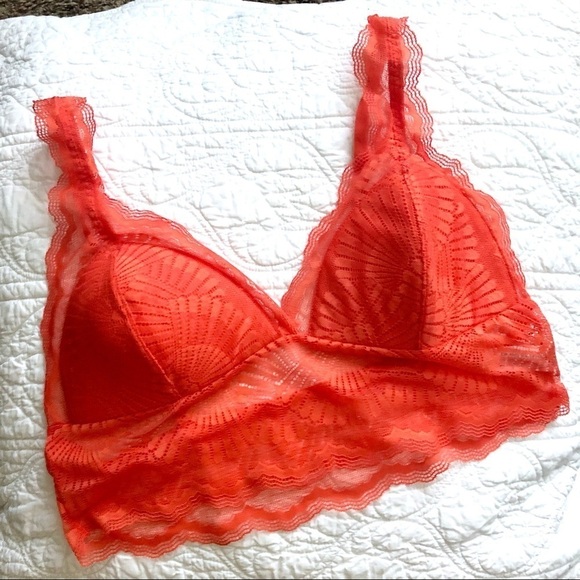 ASOS Lace Bralette Orange Size Large Neon Beach Summer‎ Loungewear Dainty Wild - Picture 1 of 8